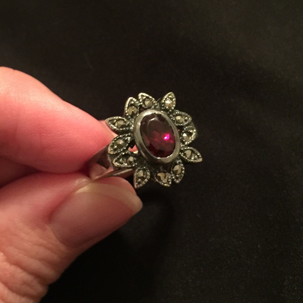 Sterling Silver Garnet color Ring